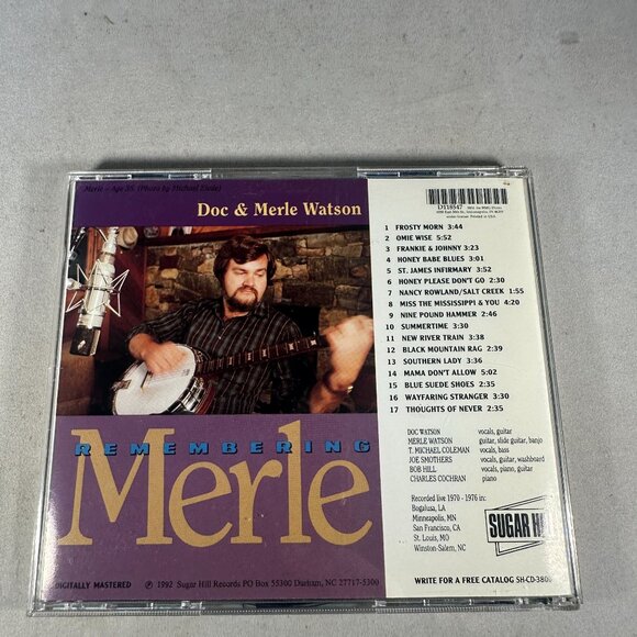 Remembering Merle Doc & Merle Watson CD 1992 Country Folk Sugar Hill Records - Picture 2 of 3